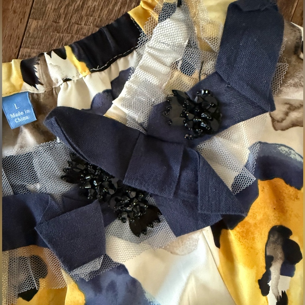 Simply Vera Vera Wang Blue and Yellow Floral Midi Dress - Picture 4 of 7